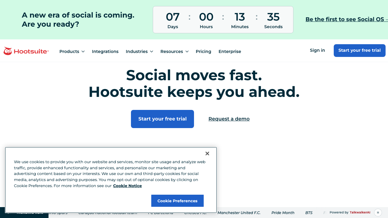 Hootsuite homepage